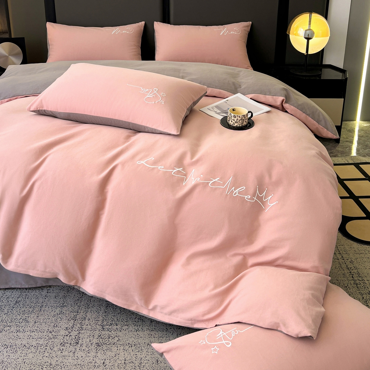 91家纺网 家纺一手货源 找家纺 （总）有点武功  2025新款全棉纯色刺绣磨毛四件套（控价每个尺寸+30元）