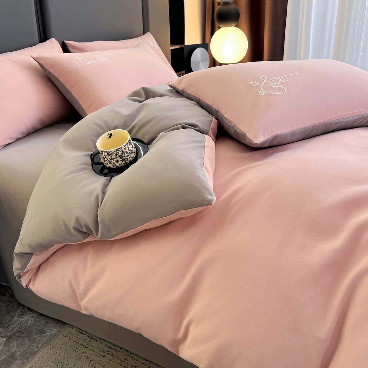 91家纺网 家纺一手货源 找家纺 （总）有点武功  2025新款全棉纯色刺绣磨毛四件套（控价每个尺寸+30元）