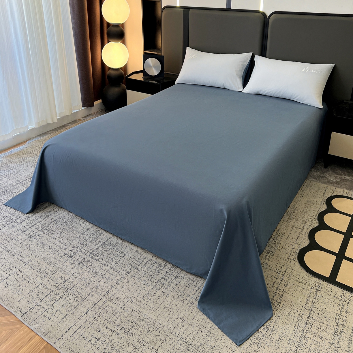 91家纺网 家纺一手货源 找家纺 有点武功  2025新款全棉纯色刺绣磨毛四件套（控价每个尺寸+30元） 浅蓝青