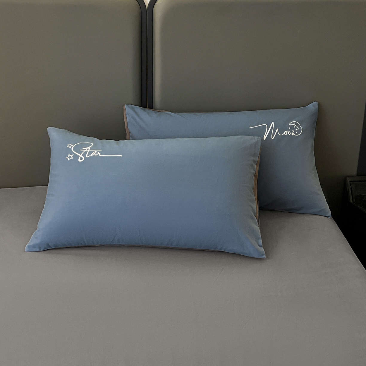 91家纺网 家纺一手货源 找家纺 有点武功  2025新款全棉纯色刺绣磨毛四件套（控价每个尺寸+30元） 深蓝灰