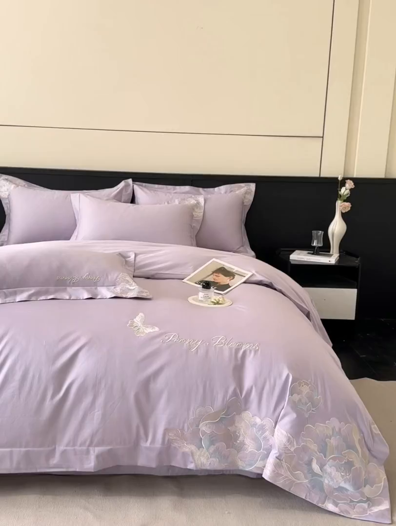 91家纺网 家纺一手货源 找家纺 木子家纺 2025新款亲肤舒适支玉林四件套-锦上添花 锦上添花  香芋紫