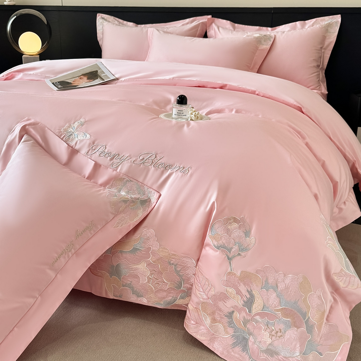 91家纺网 家纺一手货源 找家纺 木子家纺 2025新款亲肤舒适支玉林四件套-锦上添花 锦上添花  香叶粉