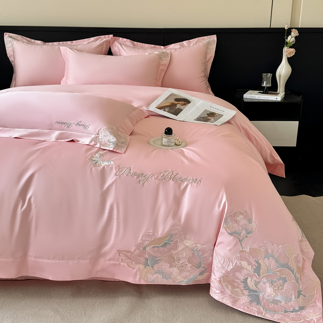 91家纺网 家纺一手货源 找家纺 木子家纺 2025新款亲肤舒适支玉林四件套-锦上添花 锦上添花  香叶粉