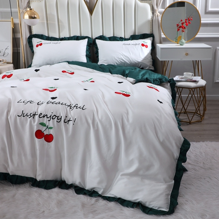 91家纺网 家纺一手货源 找家纺 （总）晶缦家纺 2025新款韩版纯棉60支全棉贡缎长绒棉绣花四件套