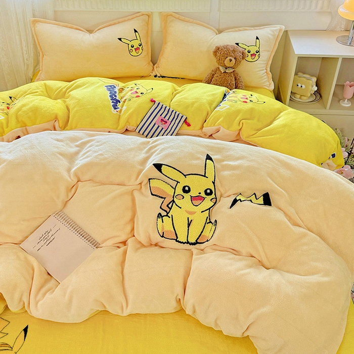 91家纺网 家纺一手货源 找家纺 （总）KT猫直营店 2025新款高克重大毛巾绣牛奶绒卡通四件套