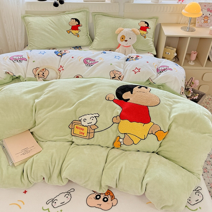 91家纺网 家纺一手货源 找家纺 （总）KT猫直营店 2025新款高克重大毛巾绣牛奶绒卡通四件套