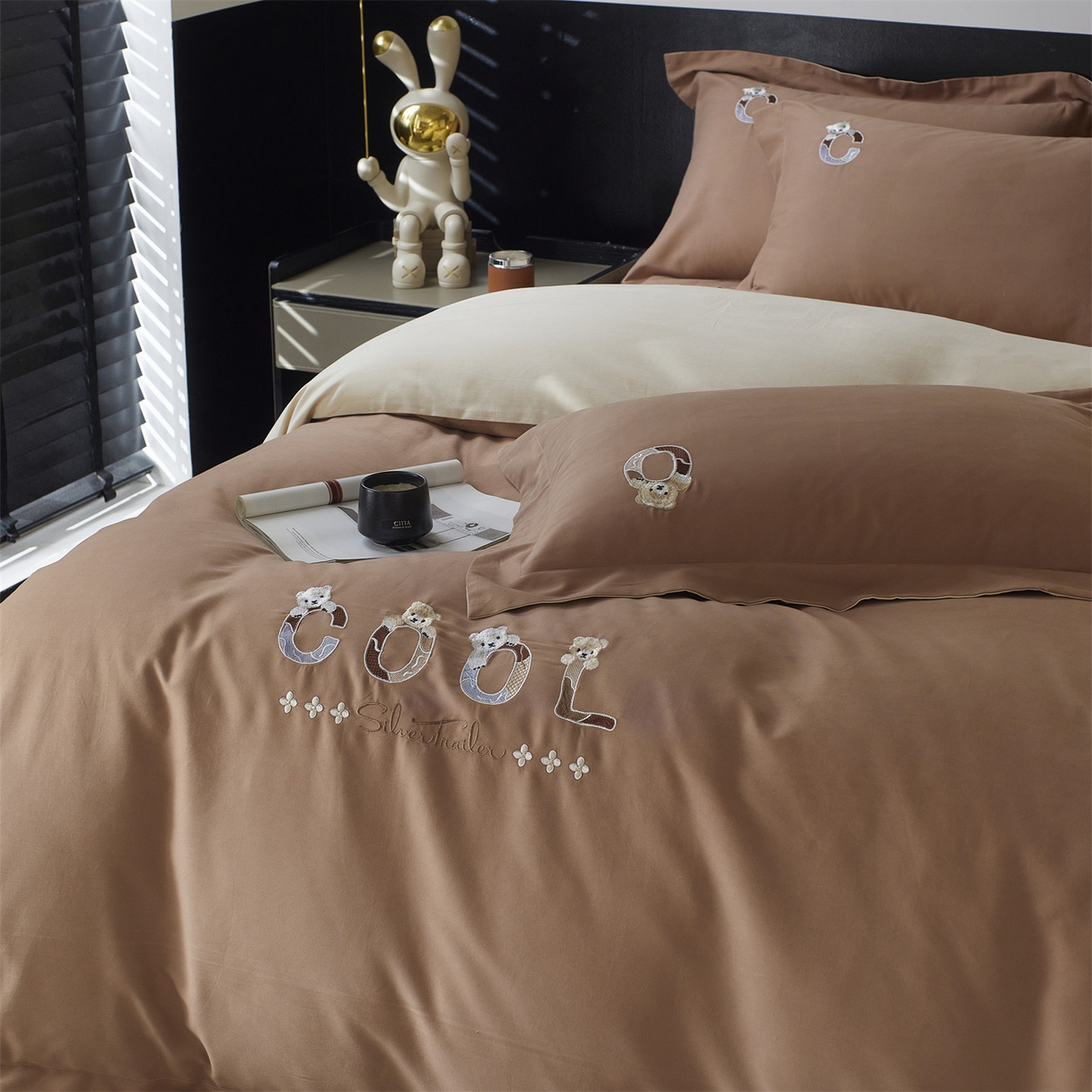 91家纺网 家纺一手货源 找家纺 （总）鼎飞家纺 2025新款全棉磨毛刺绣四件套系列-梵