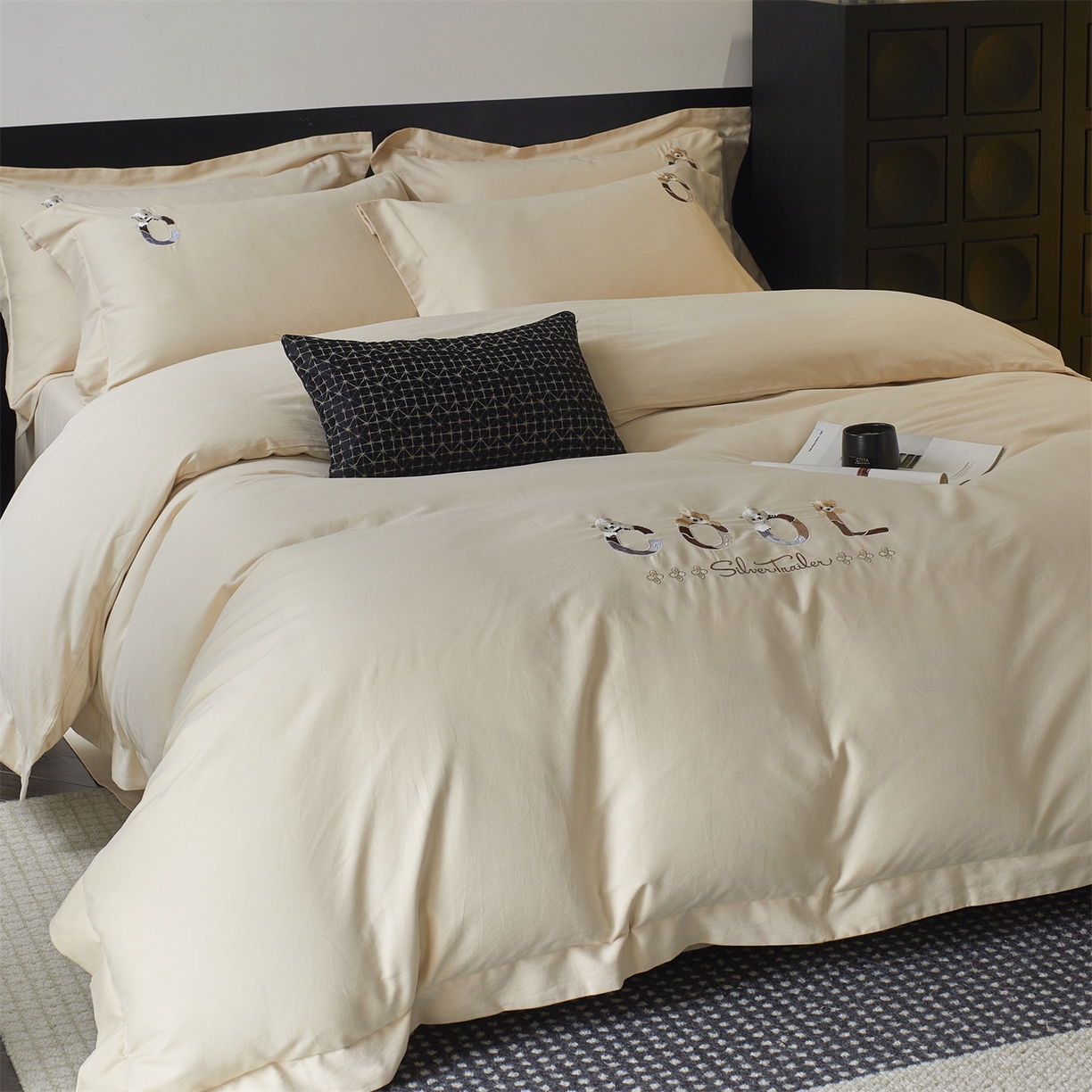 91家纺网 家纺一手货源 找家纺 鼎飞家纺 2025新款全棉磨毛刺绣四件套系列-梵 梵-荞麦