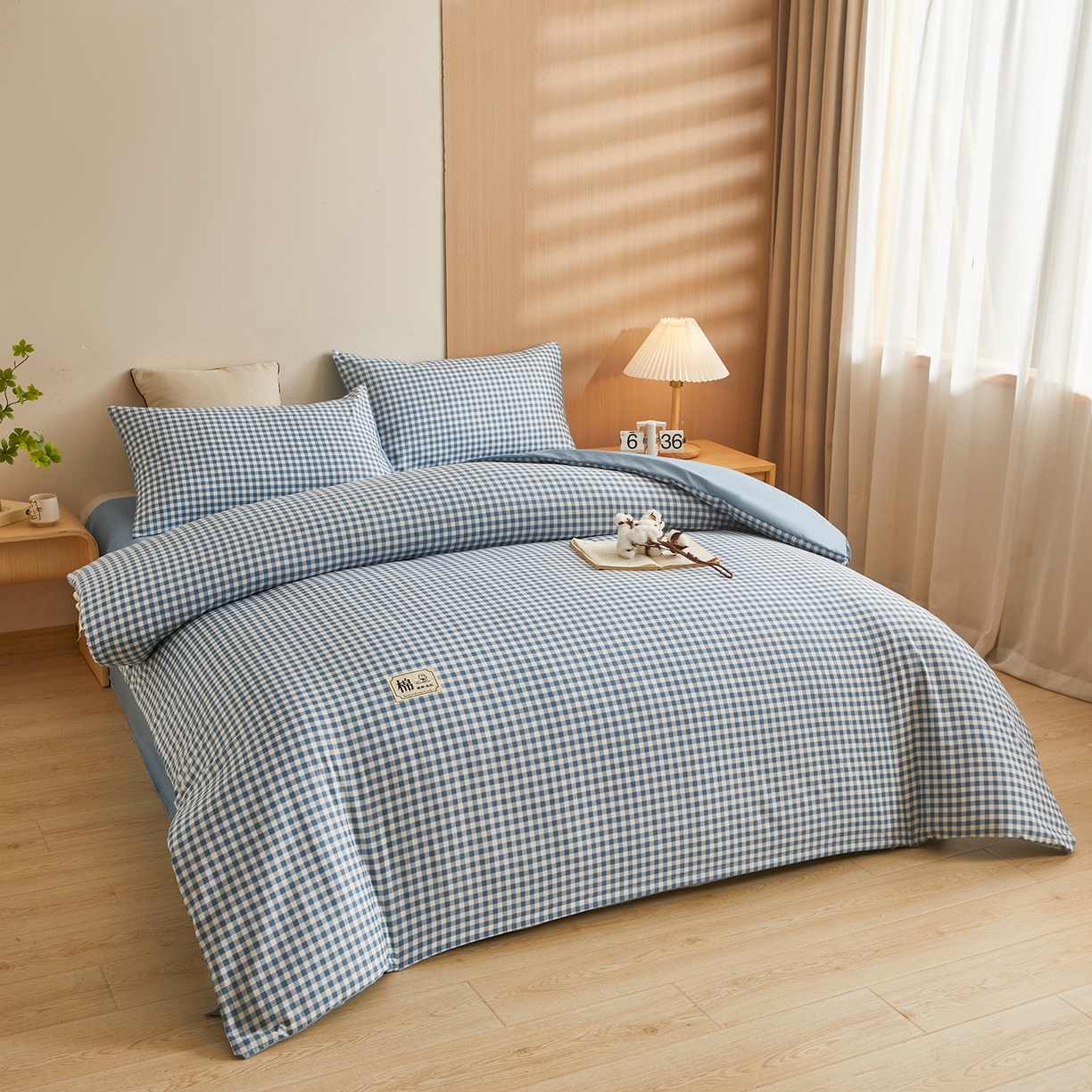 91家纺网 家纺一手货源 找家纺 逸居家纺  2025新款A类可拆洗水洗棉棉花被冬被 蓝小格