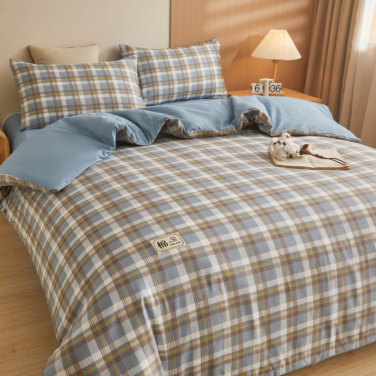 91家纺网 家纺一手货源 找家纺 逸居家纺  2025新款A类可拆洗水洗棉棉花被冬被 莫奈格 蓝