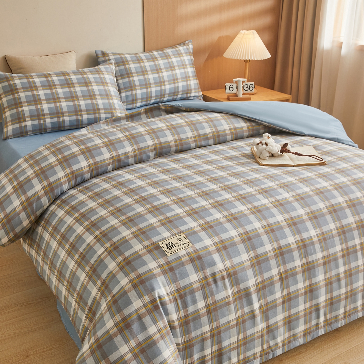 91家纺网 家纺一手货源 找家纺 逸居家纺  2025新款A类可拆洗水洗棉棉花被冬被 莫奈格 蓝