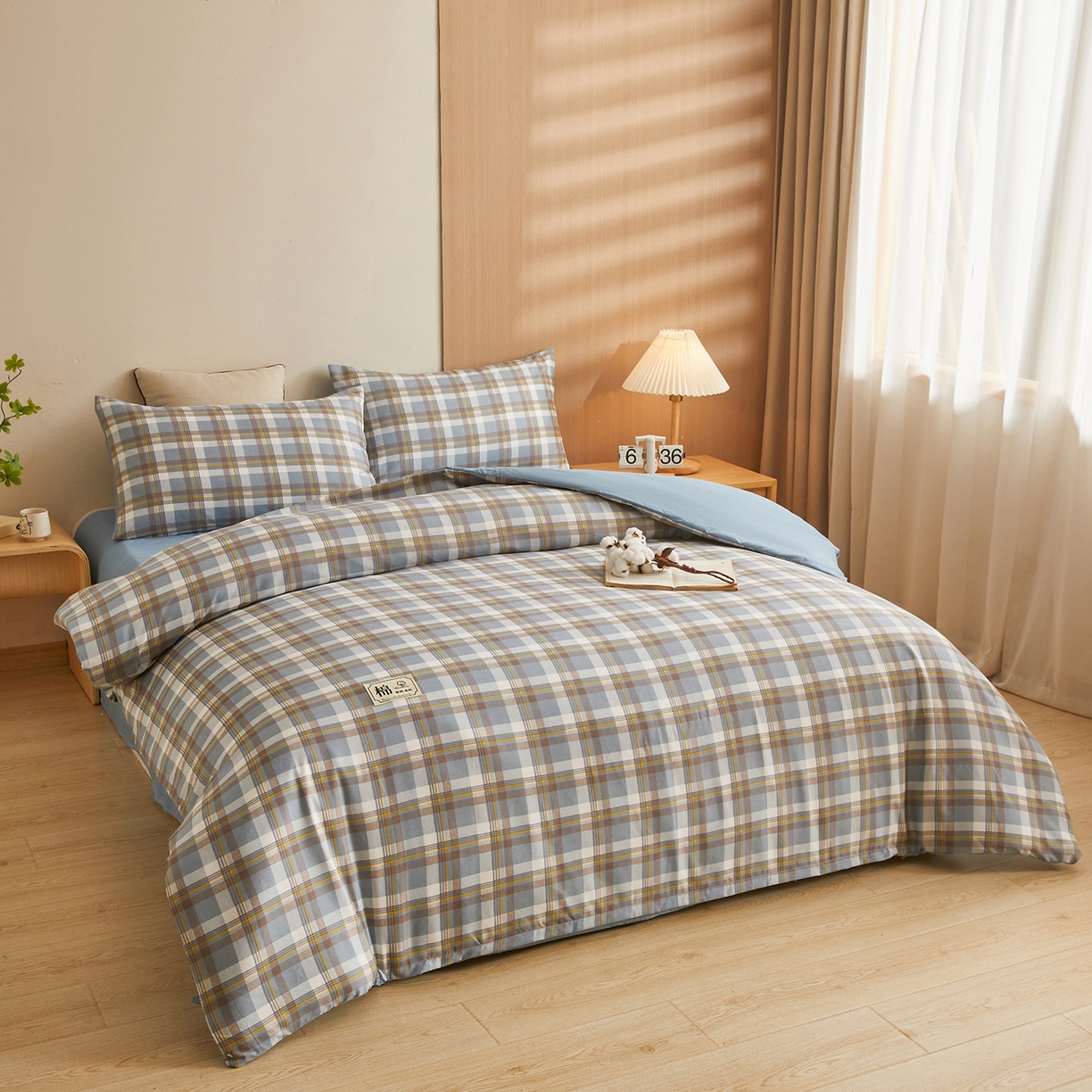 91家纺网 家纺一手货源 找家纺 逸居家纺  2025新款A类可拆洗水洗棉棉花被冬被 莫奈格 蓝