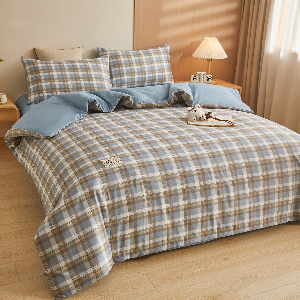 91家纺网 家纺一手货源 找家纺 逸居家纺  2025新款A类可拆洗水洗棉棉花被冬被 莫奈格 蓝