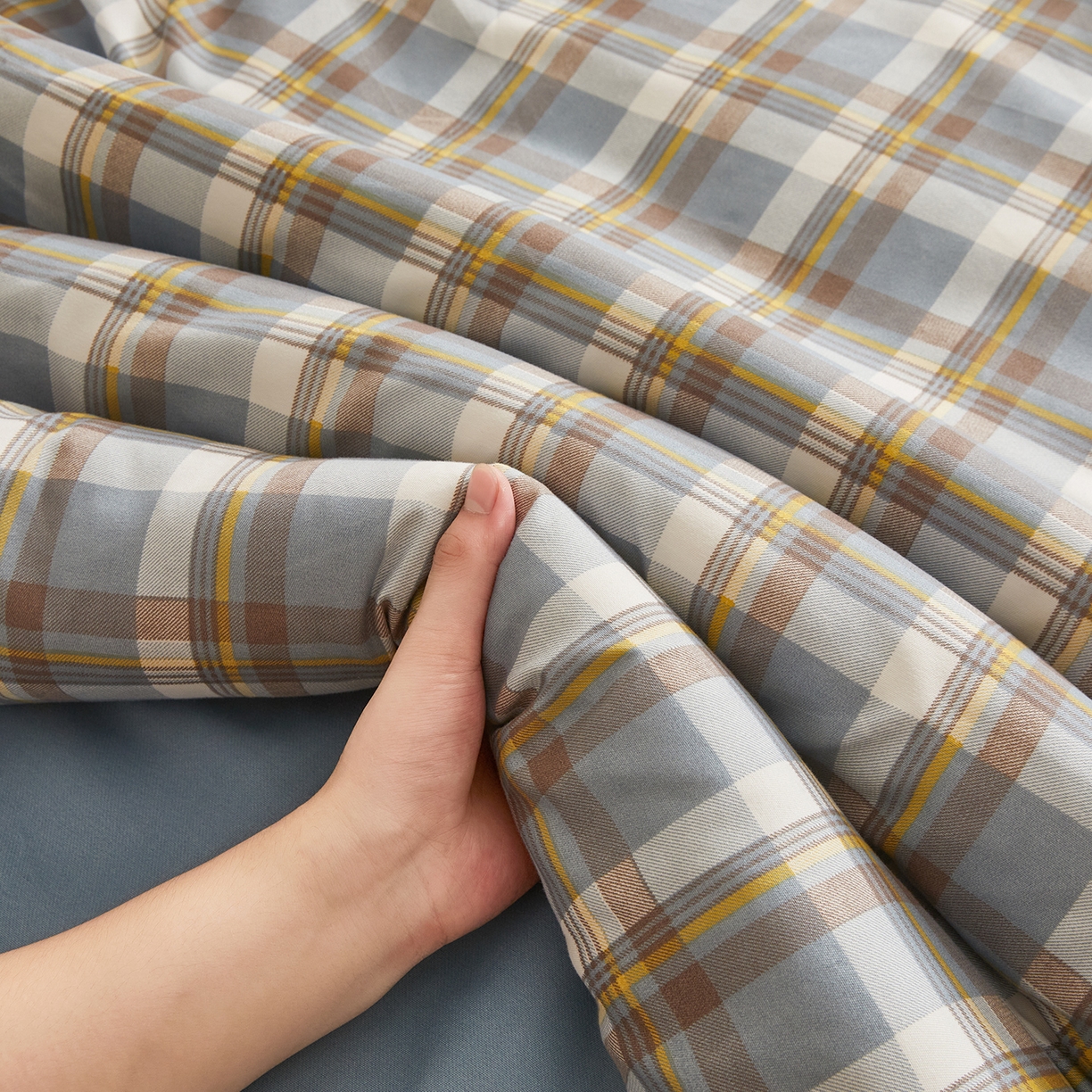 91家纺网 家纺一手货源 找家纺 逸居家纺  2025新款A类可拆洗水洗棉棉花被冬被 莫奈格 蓝