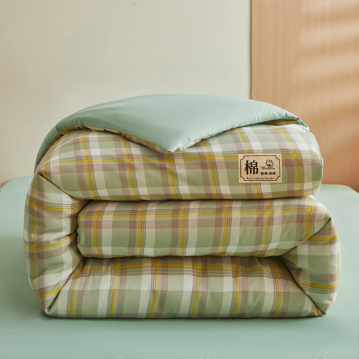 逸居家纺  2025新款A类可拆洗水洗棉棉花被冬被 莫奈格 绿