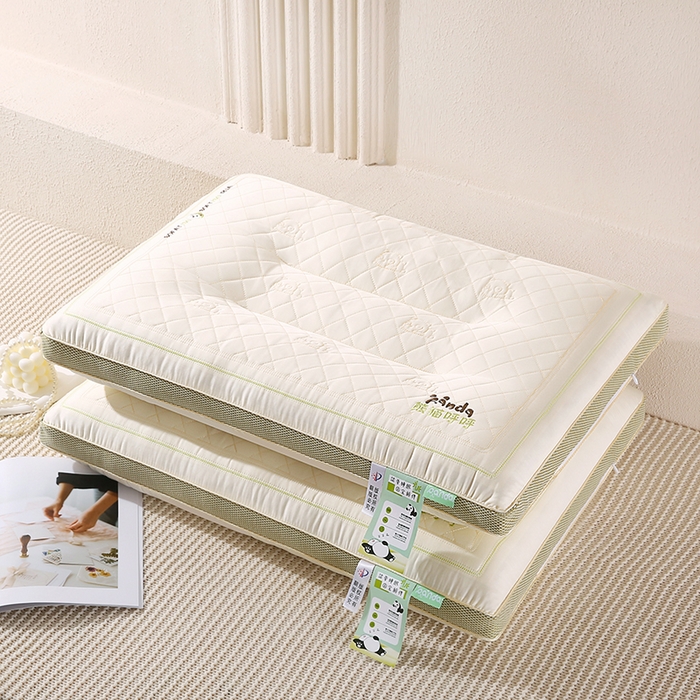 金牛枕芯 2025新款熊猫呼呼乳胶夹层儿童成人枕头枕芯 熊猫趴趴-绿