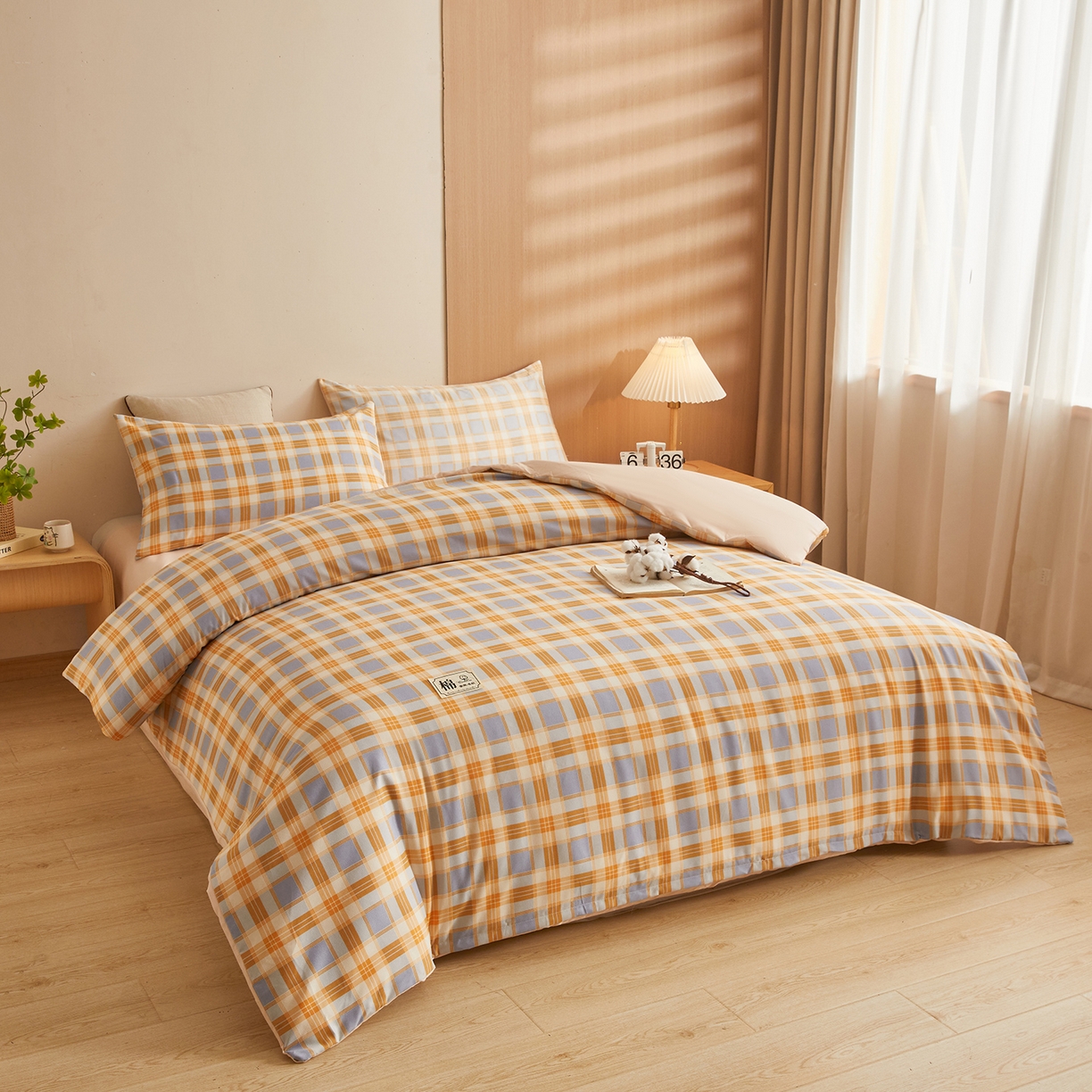 91家纺网 家纺一手货源 找家纺 逸居家纺  2025新款A类可拆洗水洗棉棉花被冬被 紫橙格