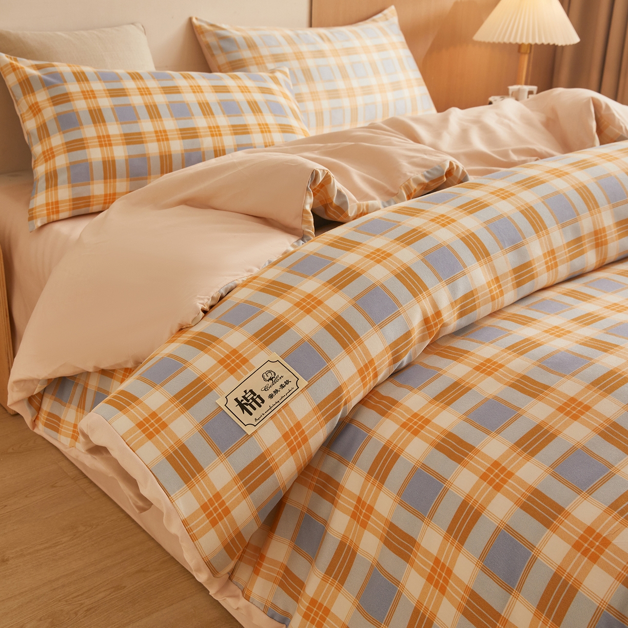 91家纺网 家纺一手货源 找家纺 逸居家纺  2025新款A类可拆洗水洗棉棉花被冬被 紫橙格