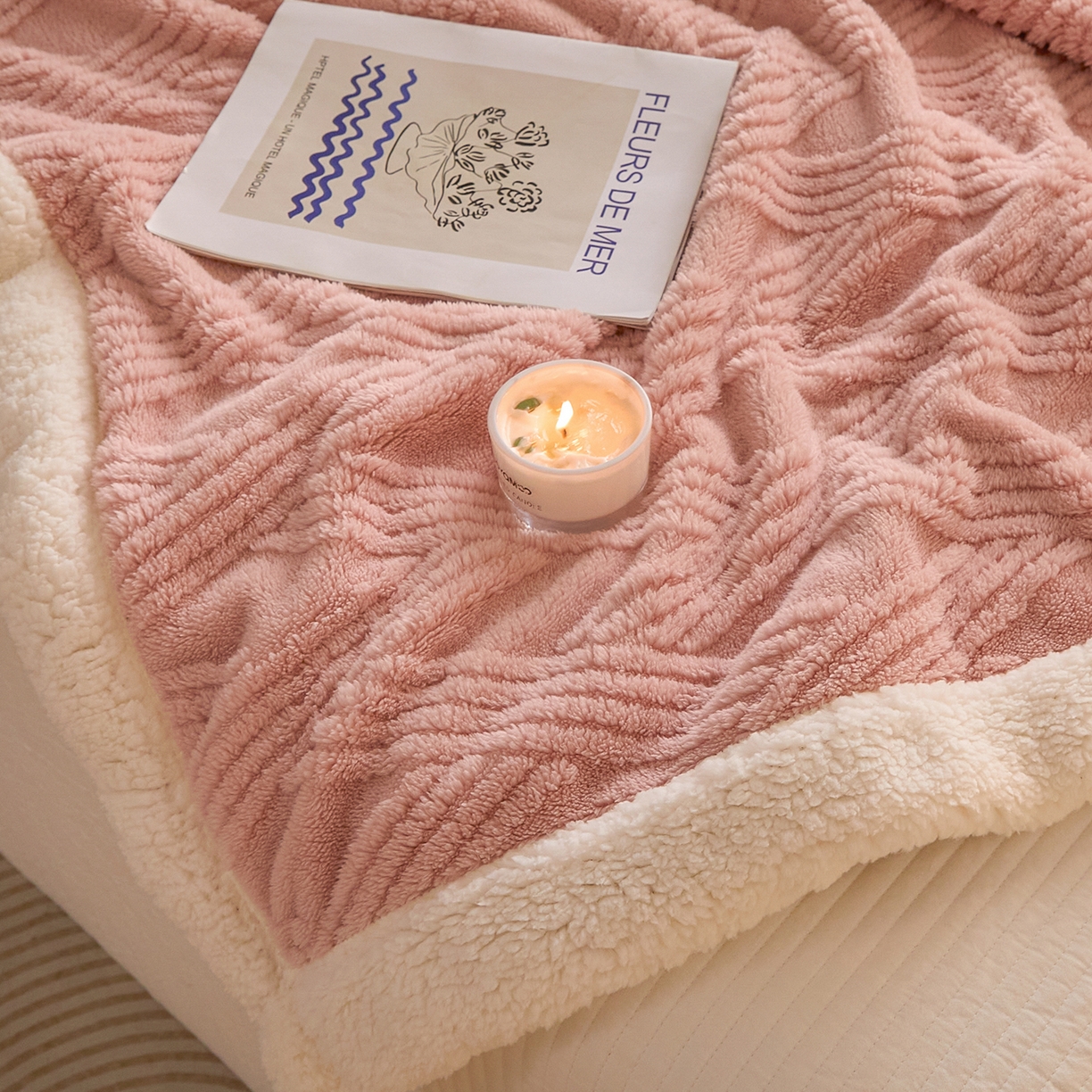 91家纺网 家纺一手货源 找家纺 （总）欧邦 2025新款提花塔芙绒羊羔绒毛毯-素简系列