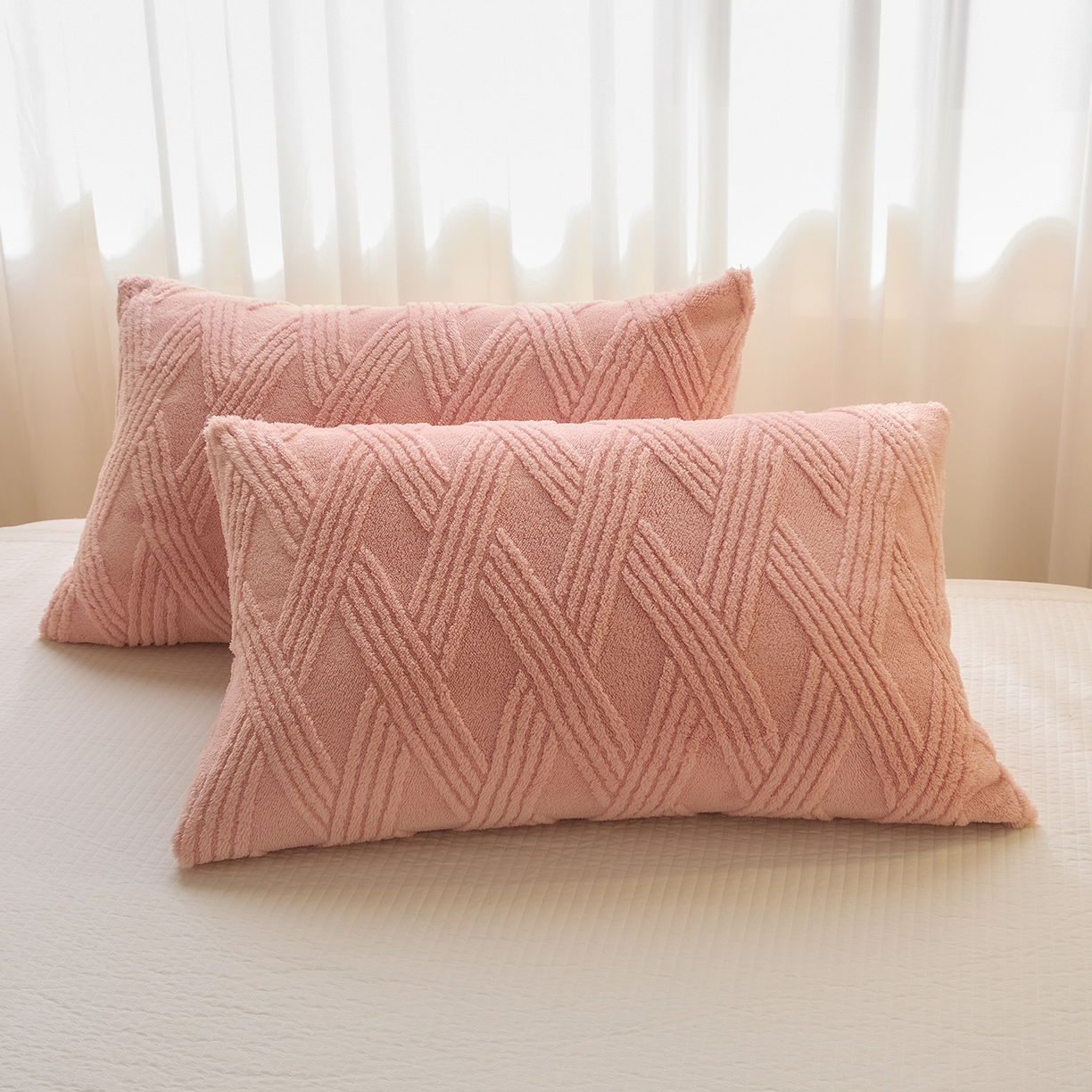 91家纺网 家纺一手货源 找家纺 （总）欧邦 2025新款提花塔芙绒羊羔绒毛毯-素简系列