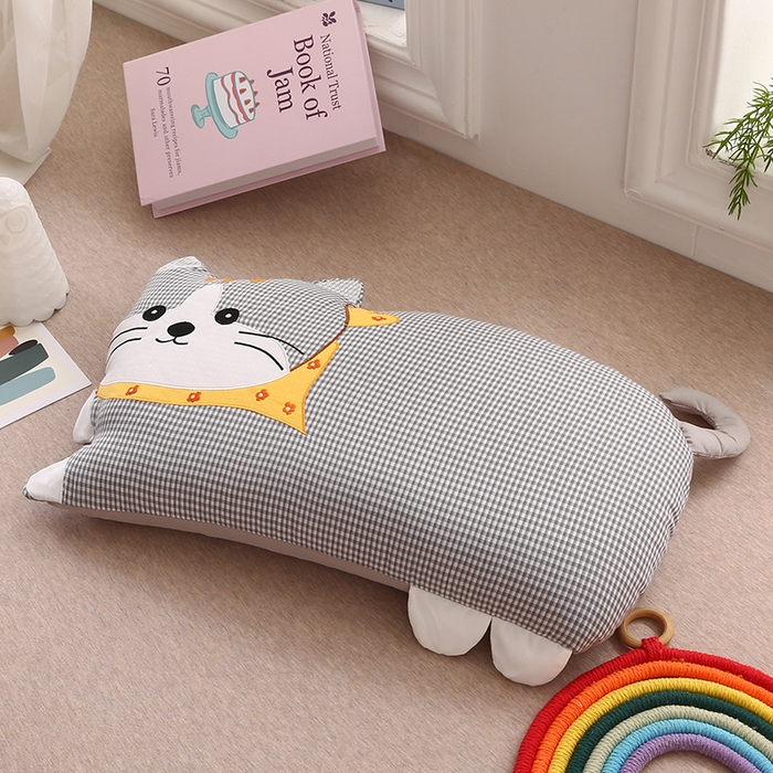 金牛枕芯 2025新款全棉双层纱围巾猫荞麦枕儿童宝宝枕枕头枕芯 围巾猫-浅灰