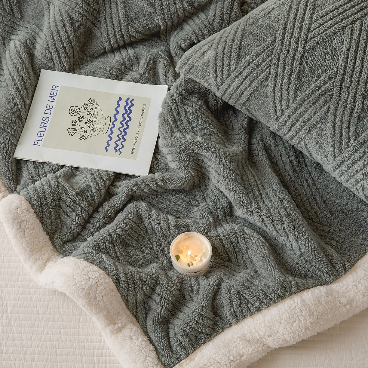 91家纺网 家纺一手货源 找家纺 欧邦 2025新款提花塔芙绒羊羔绒毛毯-素简系列 素简-深灰