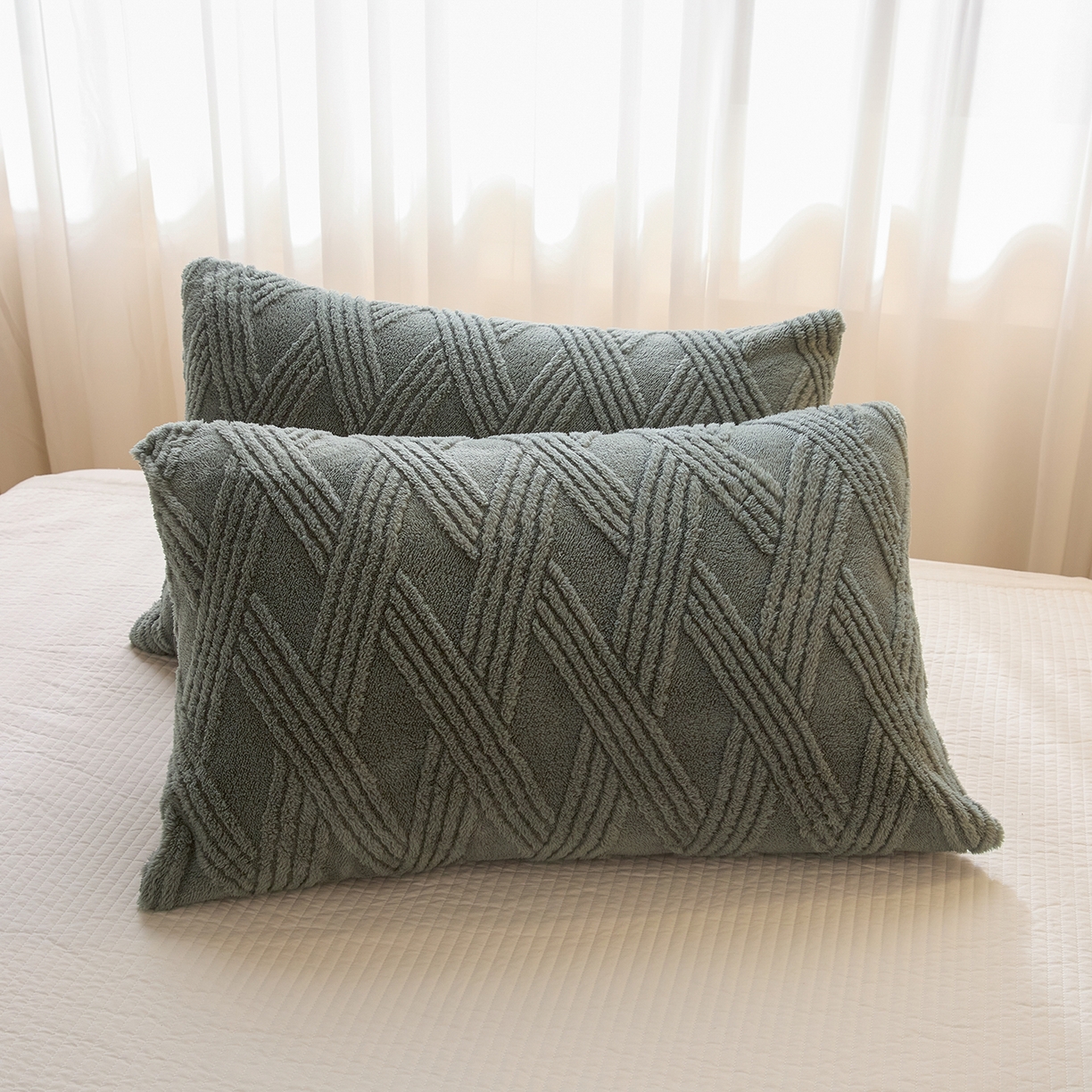 91家纺网 家纺一手货源 找家纺 欧邦 2025新款提花塔芙绒羊羔绒毛毯-素简系列 素简-深灰