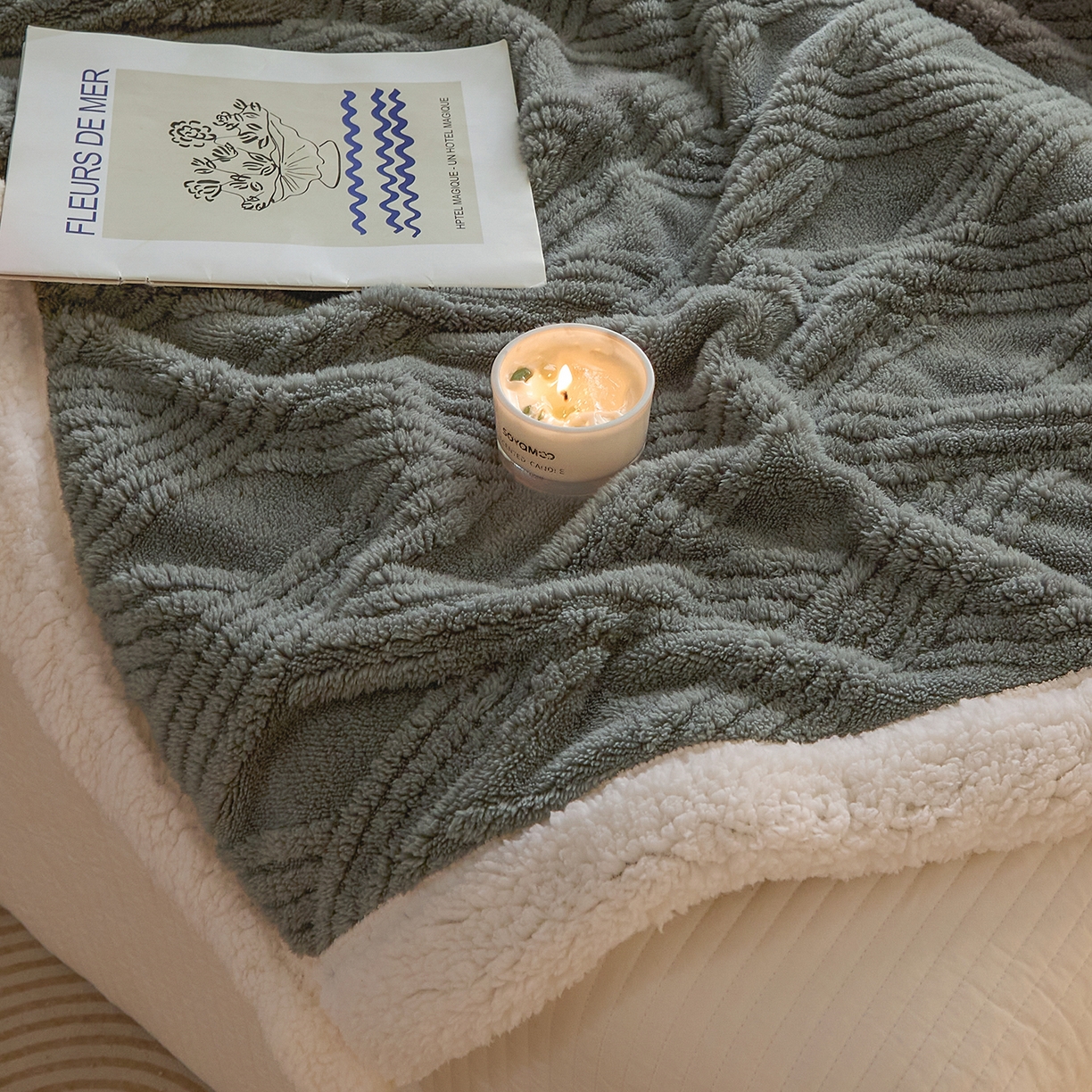 91家纺网 家纺一手货源 找家纺 欧邦 2025新款提花塔芙绒羊羔绒毛毯-素简系列 素简-深灰