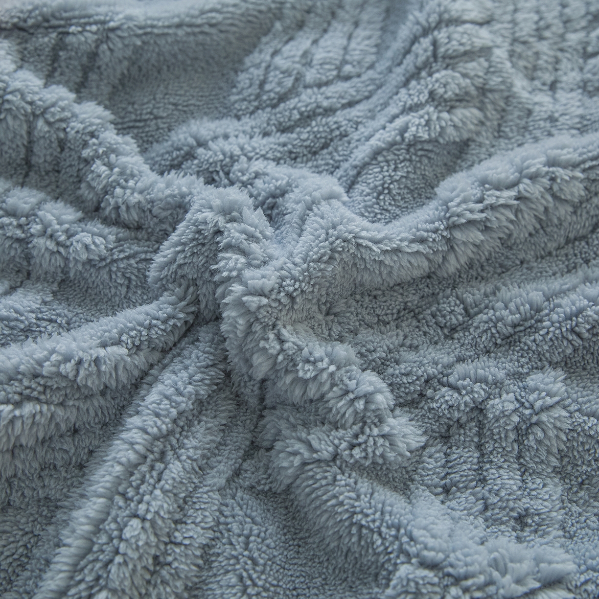 91家纺网 家纺一手货源 找家纺 欧邦 2025新款提花塔芙绒羊羔绒毛毯-素简系列 素简-雾蓝