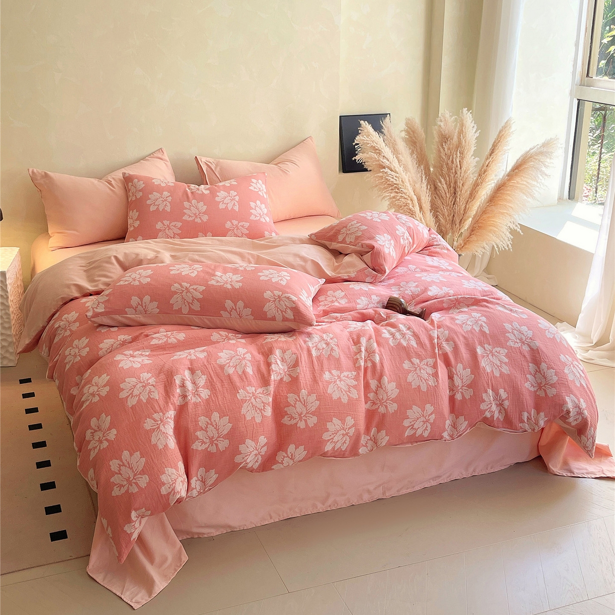 91家纺网 家纺一手货源 找家纺 （总）佰亿莱 2025新款棉麻双层纱四件套第二批