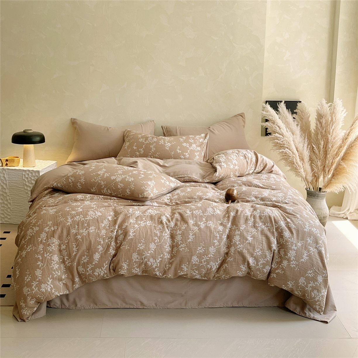 91家纺网 家纺一手货源 找家纺 （总）佰亿莱 2025新款棉麻双层纱四件套第二批