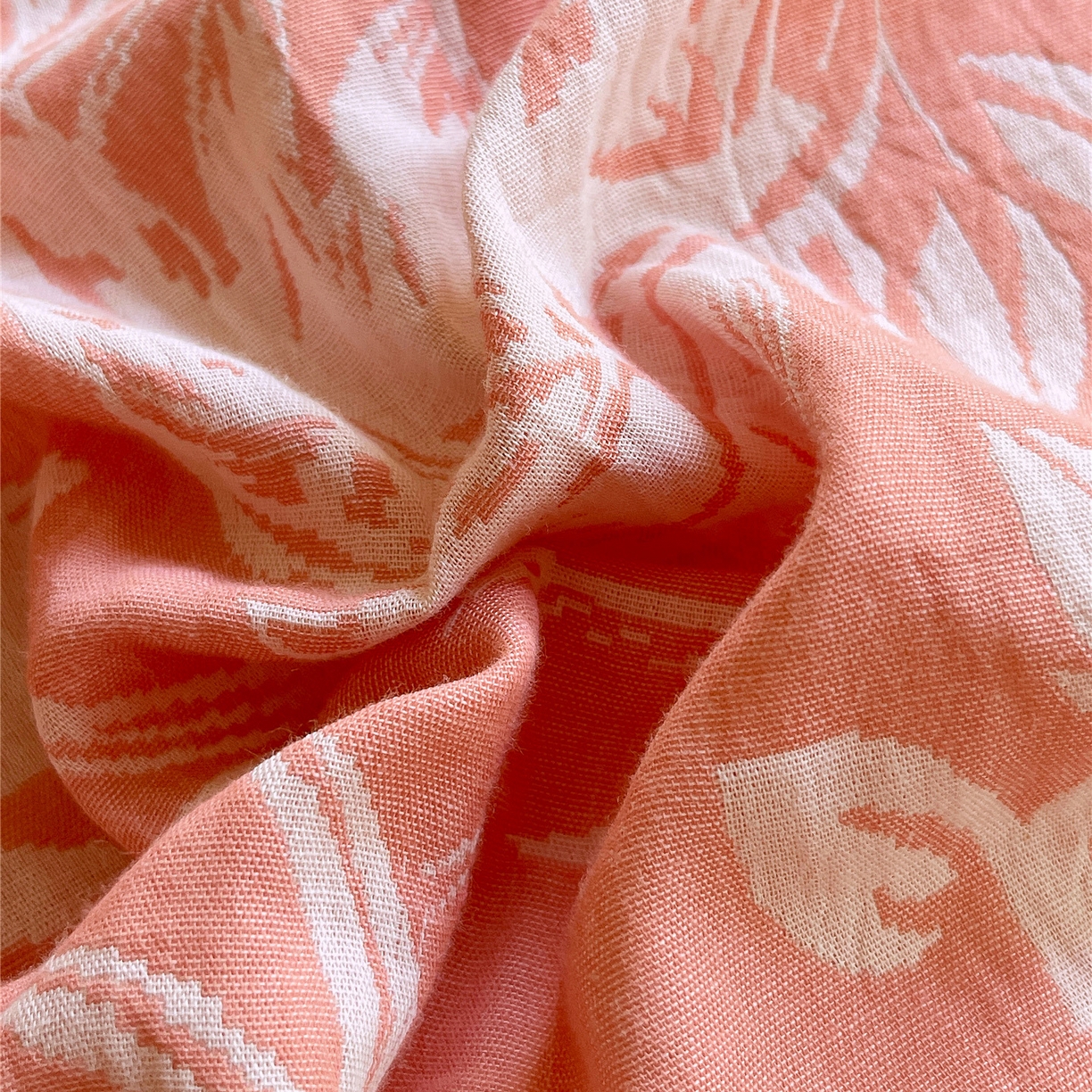 91家纺网 家纺一手货源 找家纺 佰亿莱 2026新款棉麻双层纱四件套第二批 夏日森林-粉