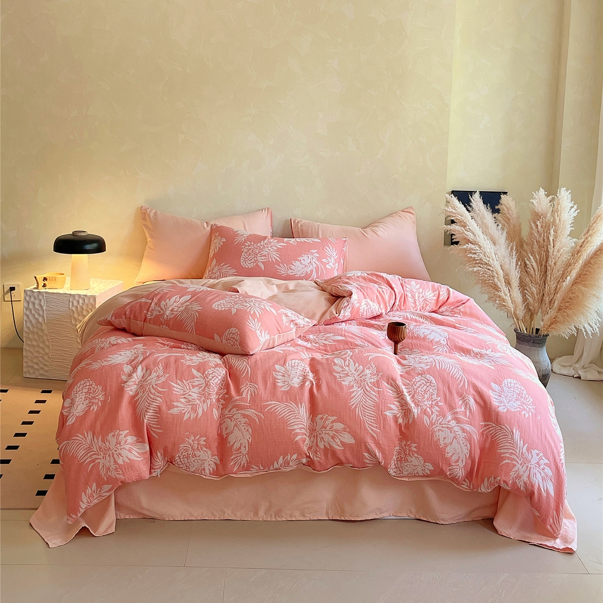 佰亿莱 2026新款棉麻双层纱四件套第二批 夏日森林-粉