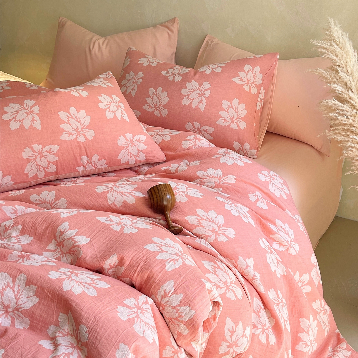 91家纺网 家纺一手货源 找家纺 （总）佰亿莱 2025新款棉麻双层纱四件套第二批