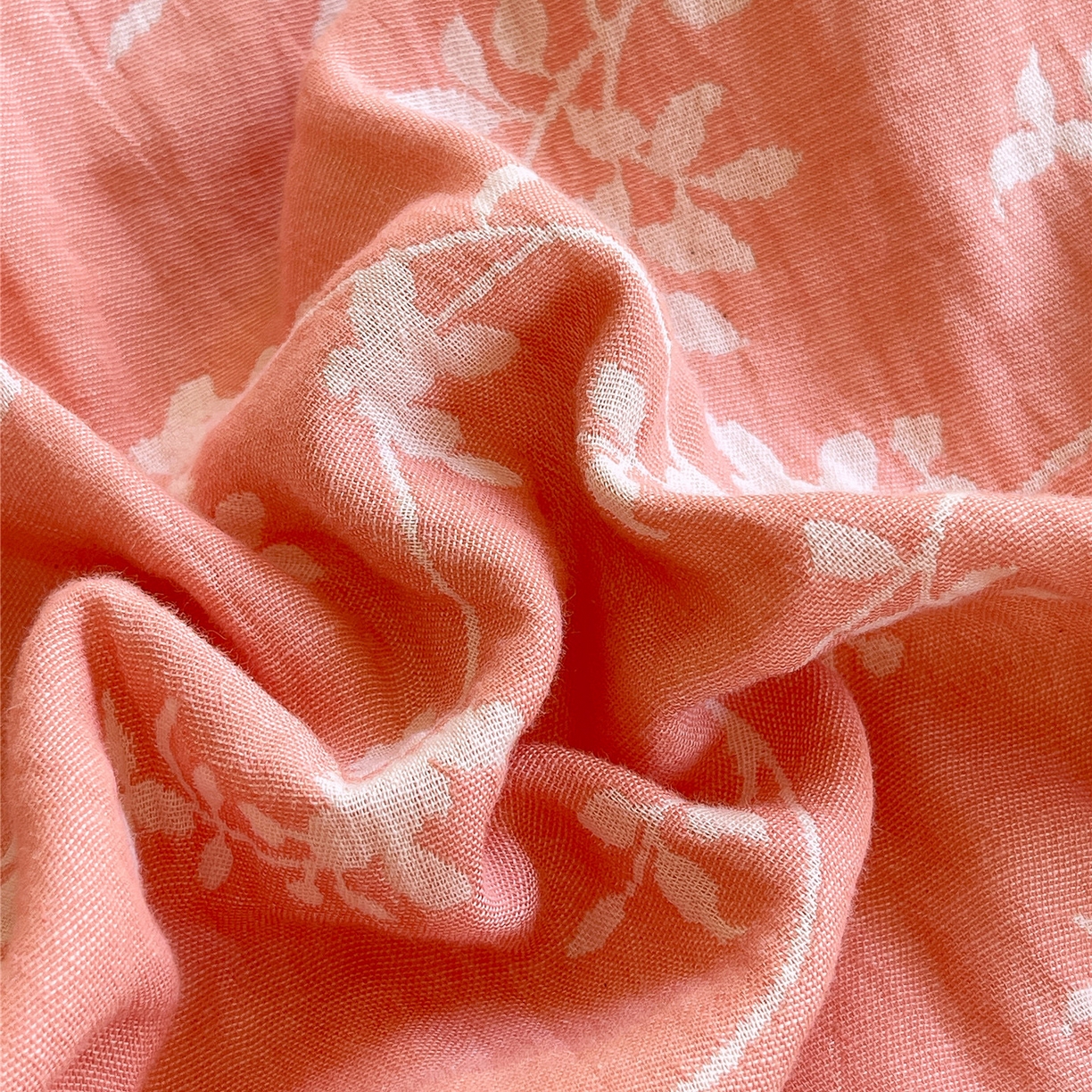 91家纺网 家纺一手货源 找家纺 佰亿莱 2026新款棉麻双层纱四件套第二批 南枝-粉