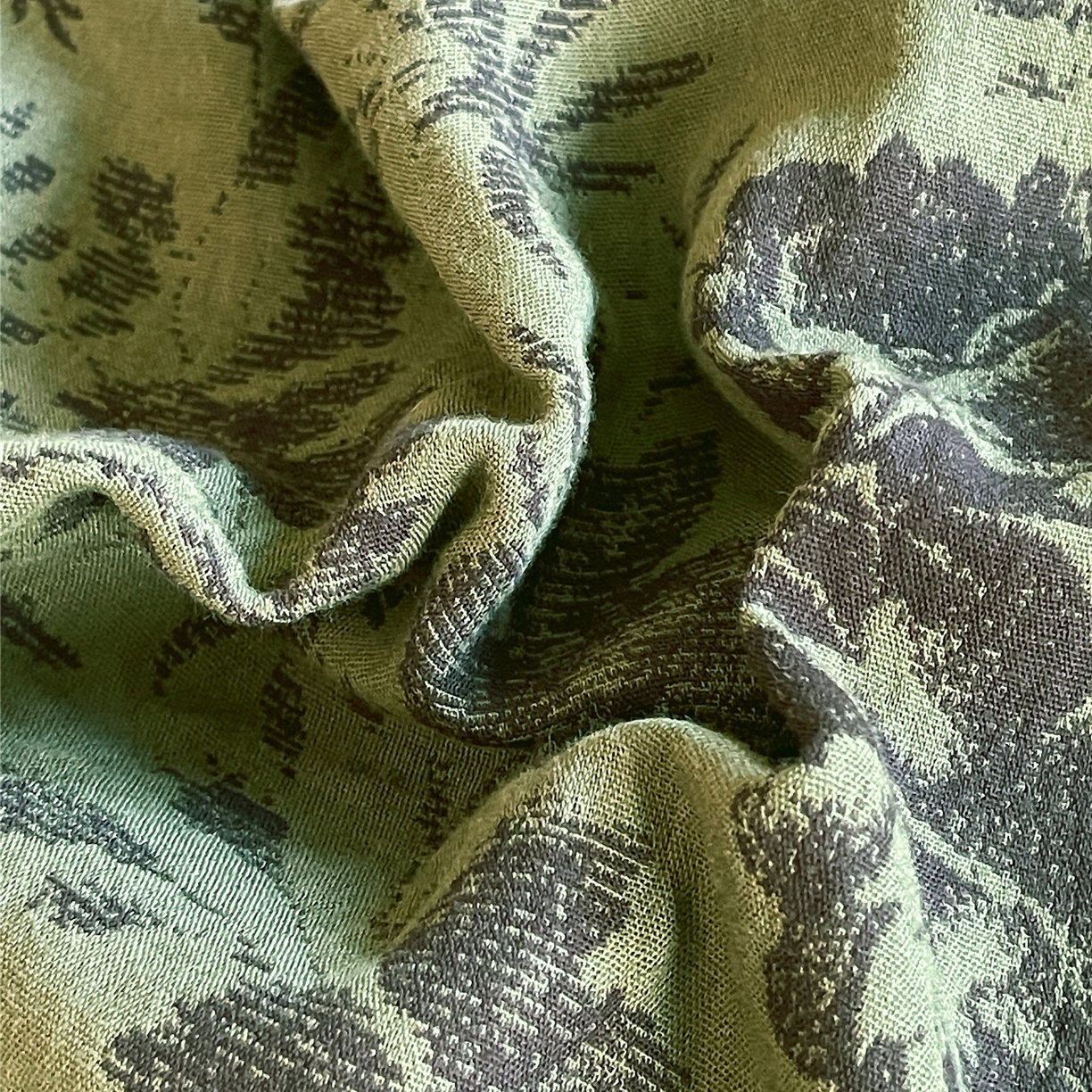 91家纺网 家纺一手货源 找家纺 佰亿莱 2026新款棉麻双层纱四件套第二批 青黛-森林绿