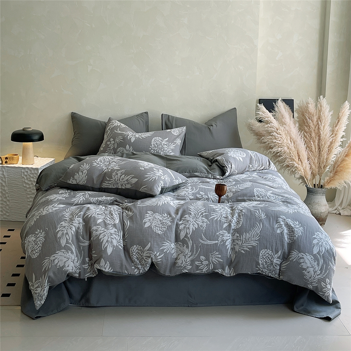 佰亿莱 2026新款棉麻双层纱四件套第二批 夏日森林-灰