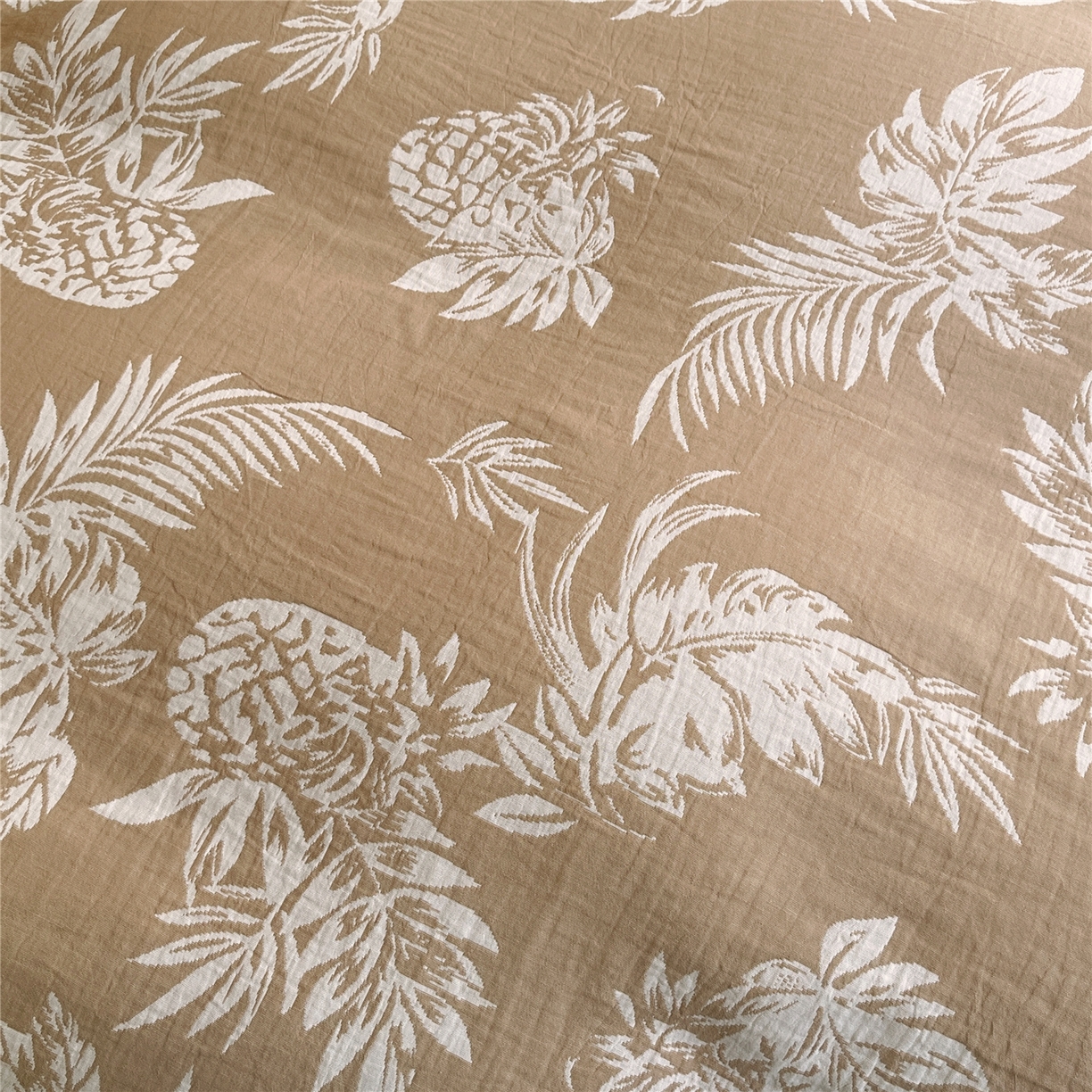 91家纺网 家纺一手货源 找家纺 佰亿莱 2026新款棉麻双层纱四件套第二批 夏日森林-卡其