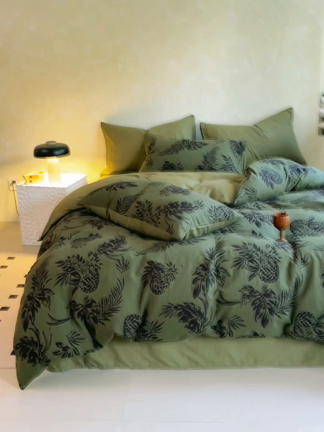 91家纺网 家纺一手货源 找家纺 佰亿莱 2026新款棉麻双层纱四件套第二批 夏日森林-绿