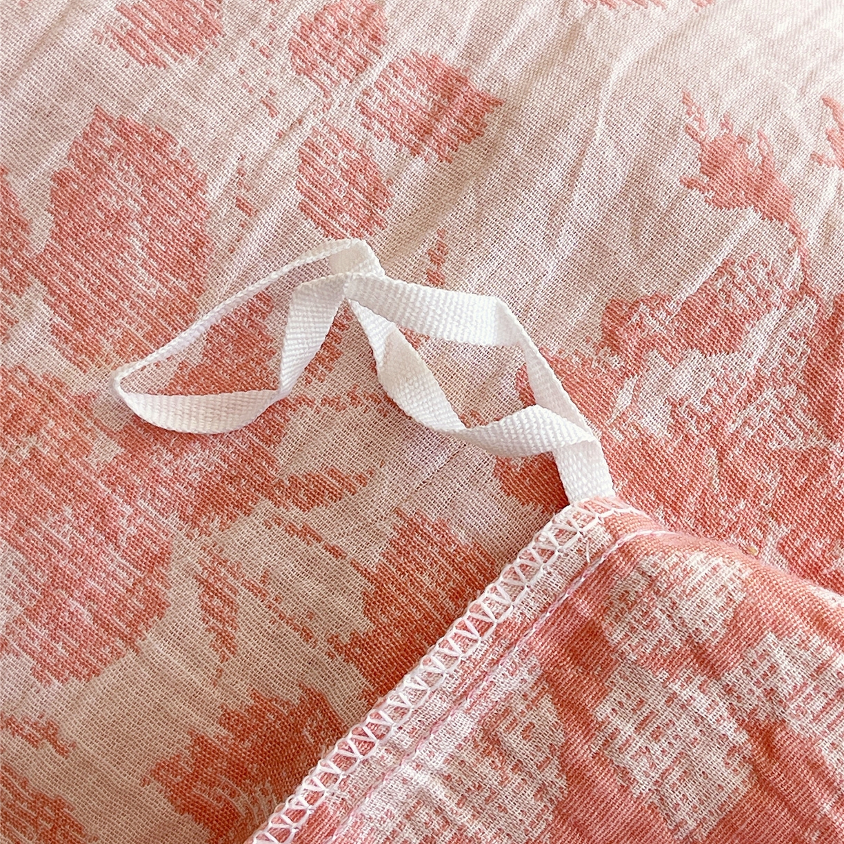 91家纺网 家纺一手货源 找家纺 佰亿莱 2026新款棉麻双层纱四件套第二批 青黛-仙女粉