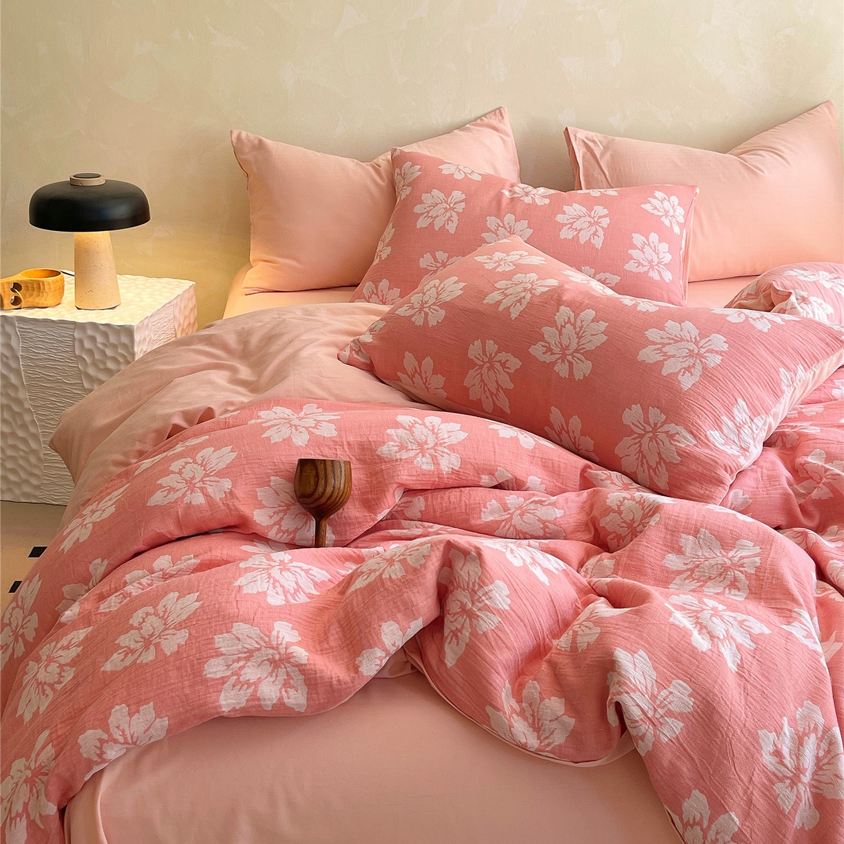 91家纺网 家纺一手货源 找家纺 佰亿莱 2026新款棉麻双层纱四件套第二批 春屿