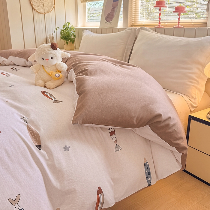 91家纺网 家纺一手货源 找家纺 金盛纺 2025新款全棉纯棉加厚磨毛印花单品被套 被套单件 渔趣