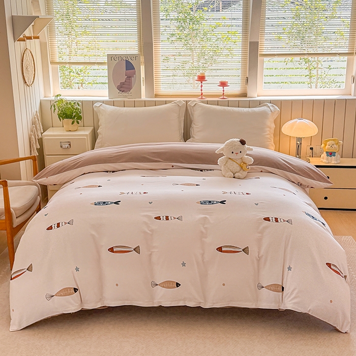 91家纺网 家纺一手货源 找家纺 金盛纺 2025新款全棉纯棉加厚磨毛印花单品被套 被套单件 渔趣