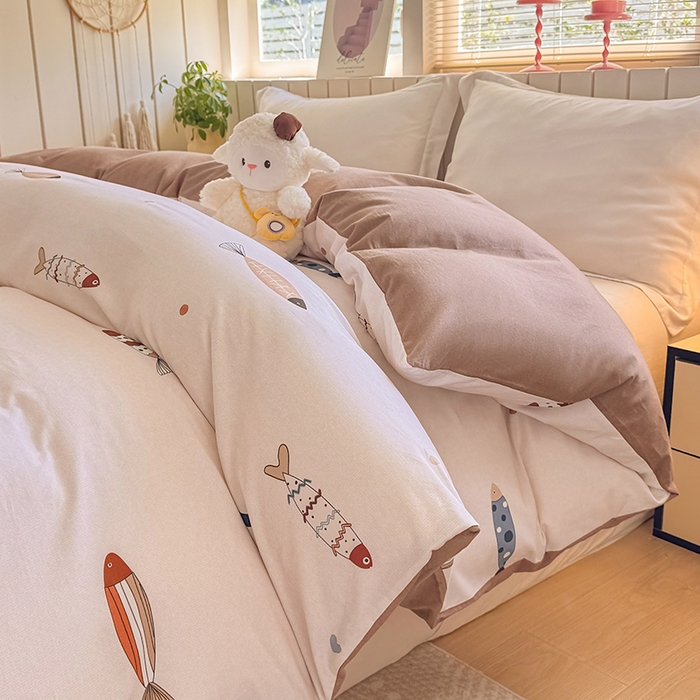 91家纺网 家纺一手货源 找家纺 金盛纺 2025新款全棉纯棉加厚磨毛印花单品被套 被套单件 渔趣