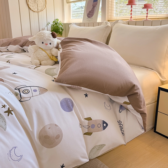 91家纺网 家纺一手货源 找家纺 金盛纺 2025新款全棉纯棉加厚磨毛印花单品被套 被套单件 太空漫步