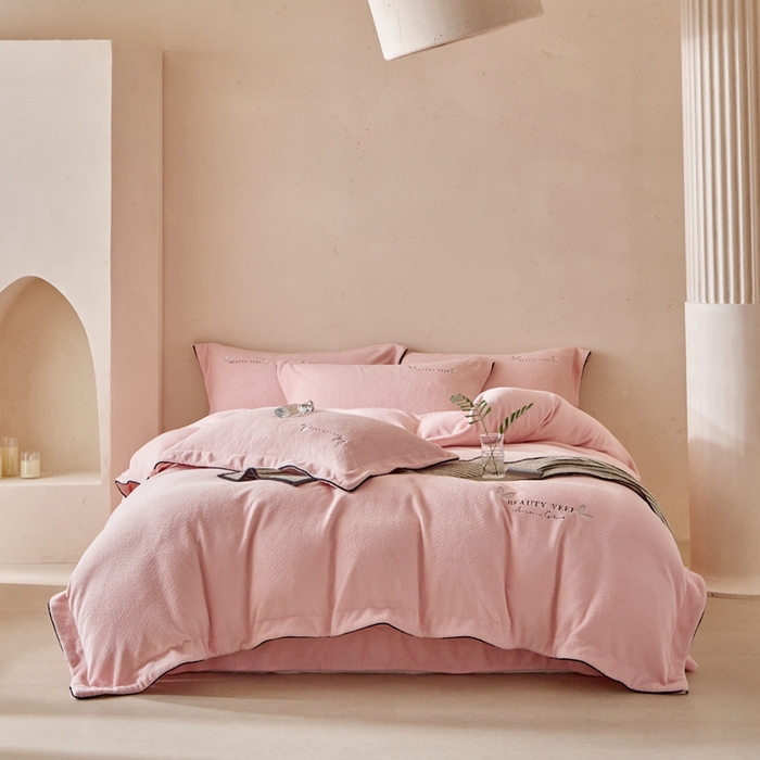 孑寐家纺 2025新款进口加厚艾尼绒四件套 艾尼绒-粉色