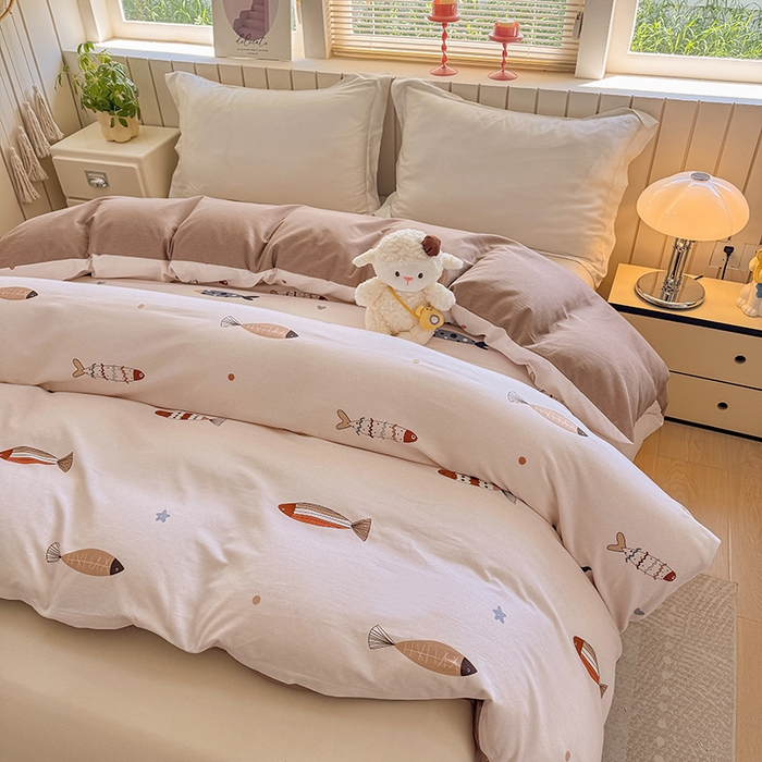 91家纺网 家纺一手货源 找家纺 金盛纺 2025新款全棉纯棉加厚磨毛印花单品被套 被套单件 渔趣