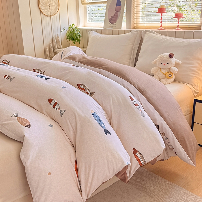 91家纺网 家纺一手货源 找家纺 金盛纺 2025新款全棉纯棉加厚磨毛印花单品被套 被套单件 渔趣