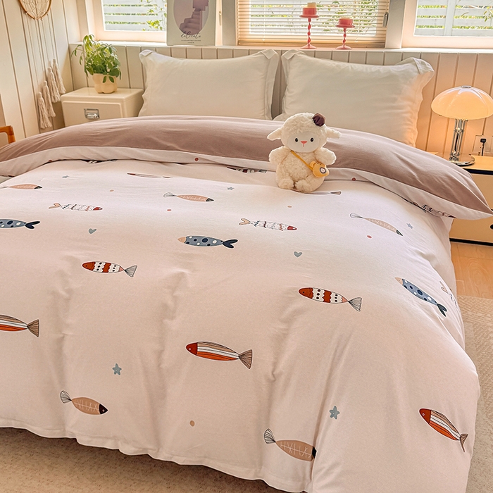 91家纺网 家纺一手货源 找家纺 金盛纺 2025新款全棉纯棉加厚磨毛印花单品被套 被套单件 渔趣