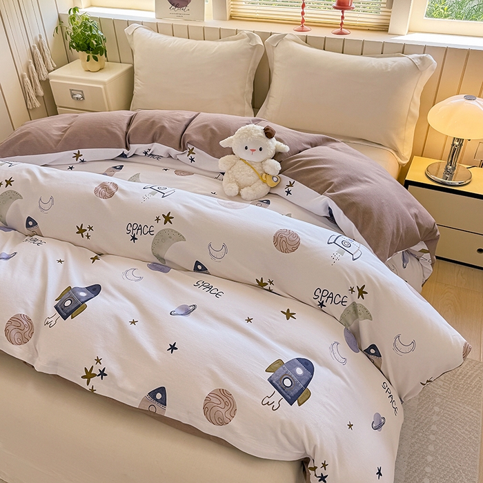 91家纺网 家纺一手货源 找家纺 金盛纺 2025新款全棉纯棉加厚磨毛印花单品被套 被套单件 太空漫步